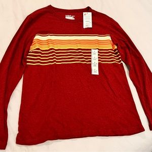 NWT Red Long Sleeve Shirt with Striped Design